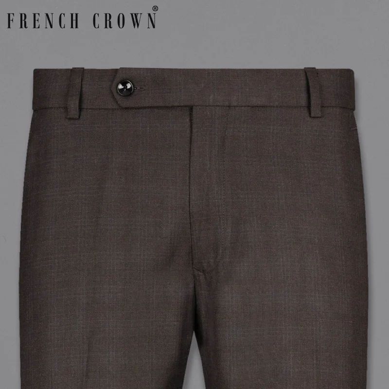 Armadillo Brown subtle windowpane Wool Rich Pant