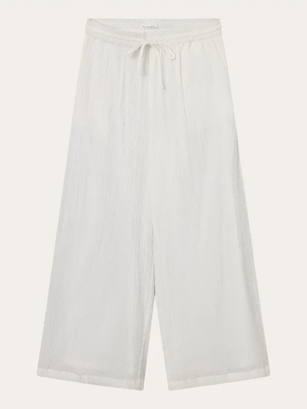 Cotton crepe elastic waist pants - Snow White