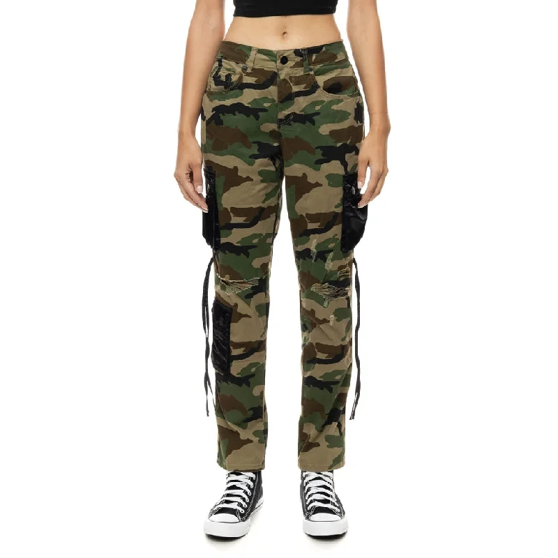 Mixed Media Utility Fashion Twill Pants - Wood Camo