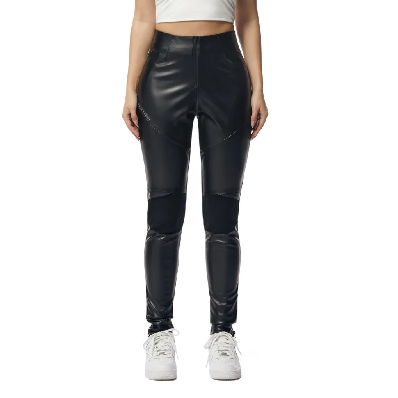 Vegan Leather Racing Pants - Black