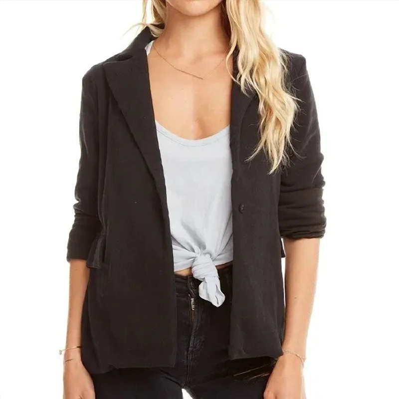 Fleece Blazer Jacket In Black