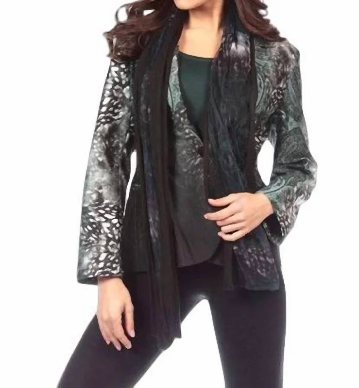 Paisley One-Button Blazer In Green Multi