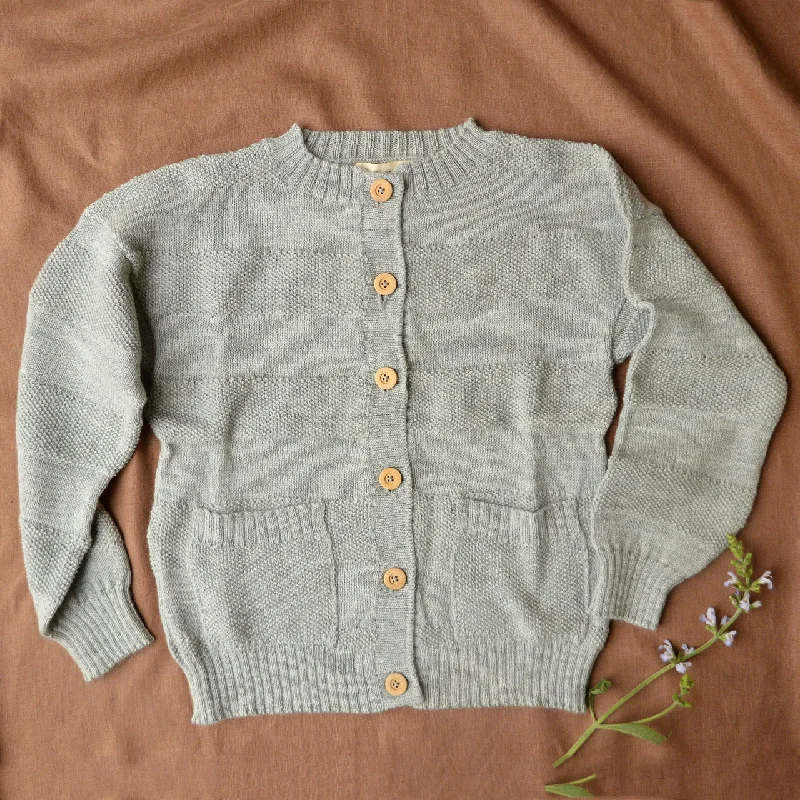 Everyday Cardigan - Alpaca/Merino - Pebble Grey (9-12y+ Women 8-12)