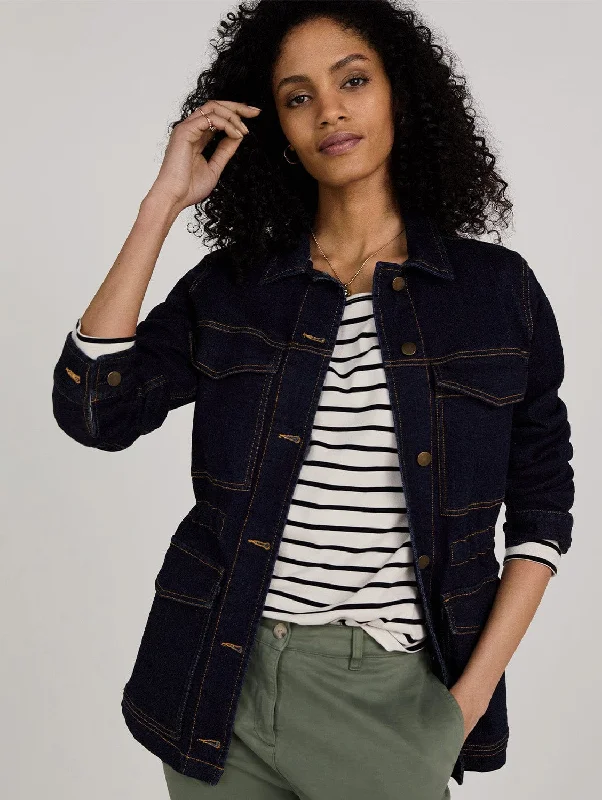 Drew Organic Cotton Utility Jacket | Dark Denim