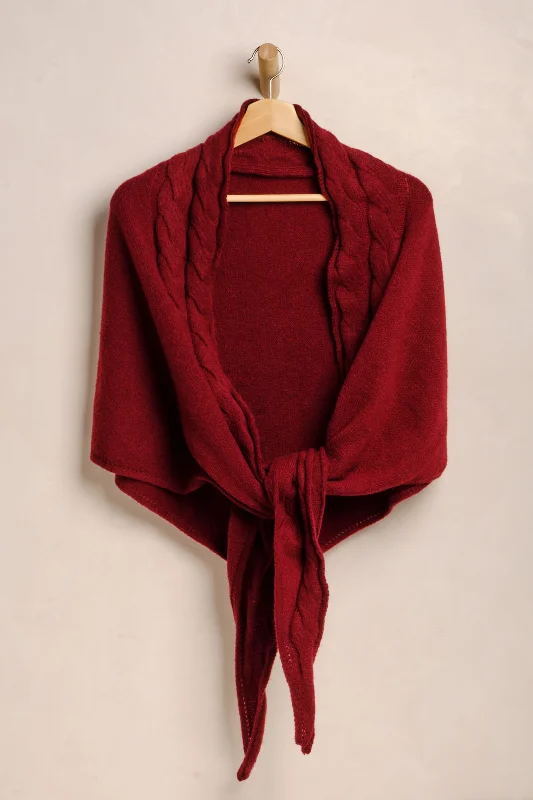 Free People Red Coastline Cable Knit Shawl Scarf