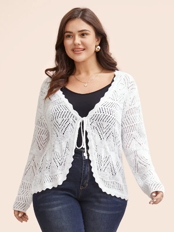 Plain Tie Knot Cut Out Cardigan