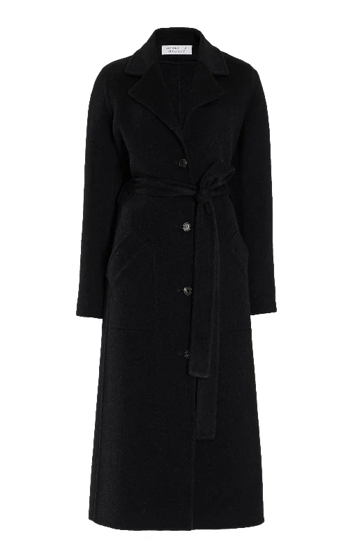 William Coat in Black Double-Face Recycled Cashmere