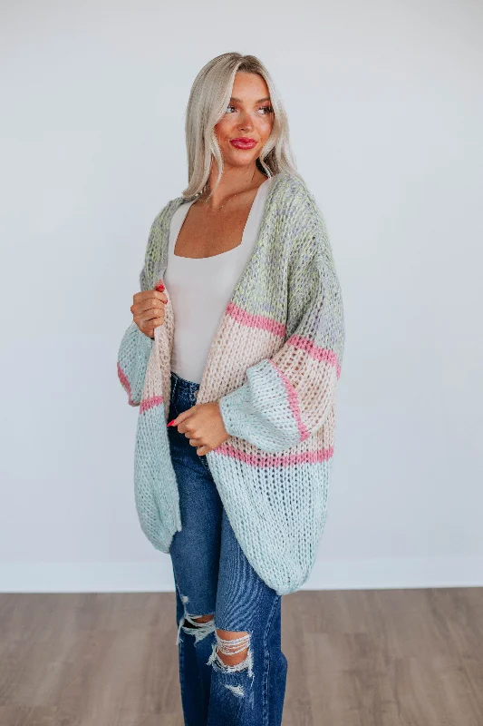 Zafira Striped Cardigan - Taupe