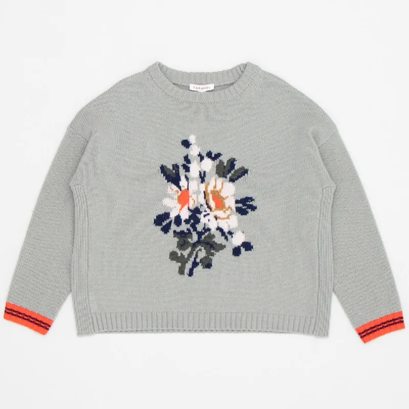 Dena Intarsia Jumper in Sage Grey by Caramel - Last One In Stock - 8 Years