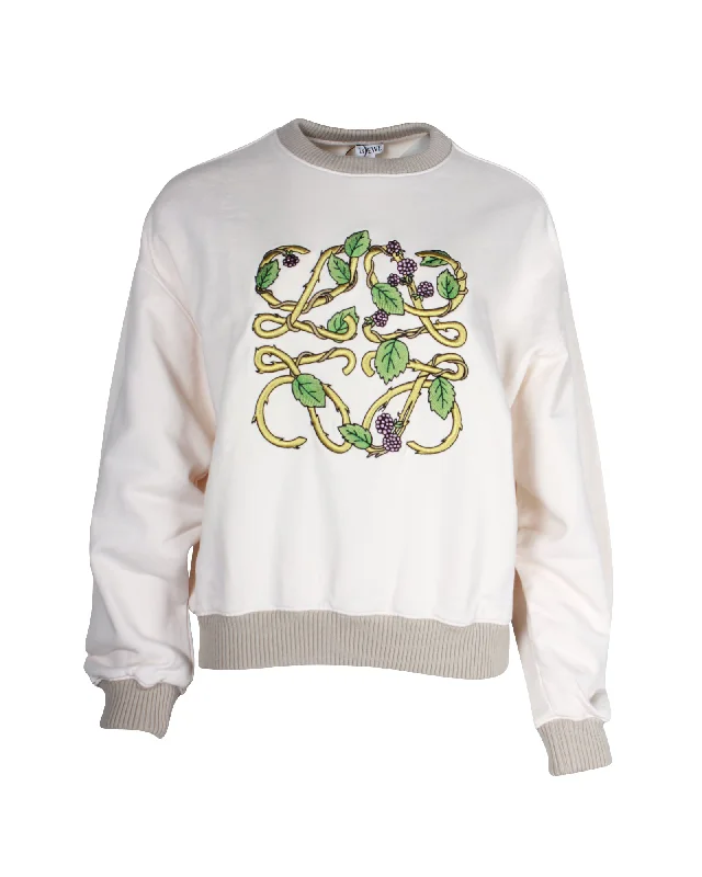 Loewe Herbarium-Anagram Sweater in Cream Cotton