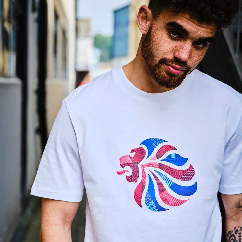 Team GB Abstract Lion Print to Order White T-shirt