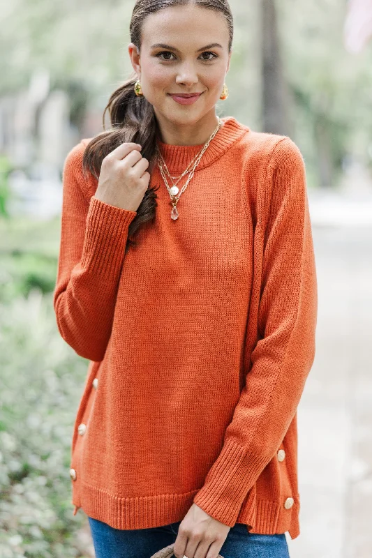 The Slouchy Rust Orange Side Button Sweater