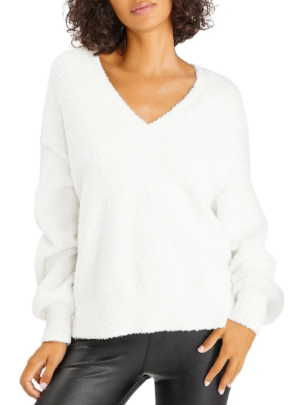 Womens Chenille Pullover V-Neck Sweater