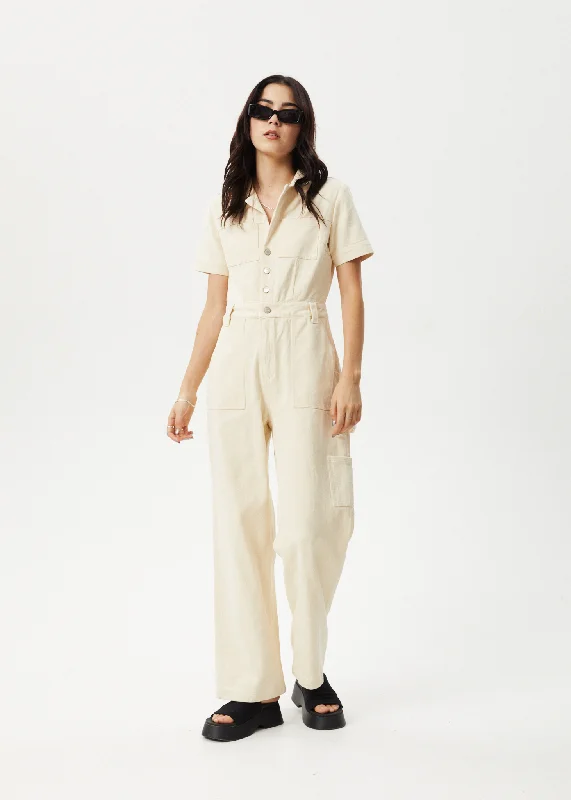 AFENDS Womens Mika - Carpenter Jumpsuit - Sand