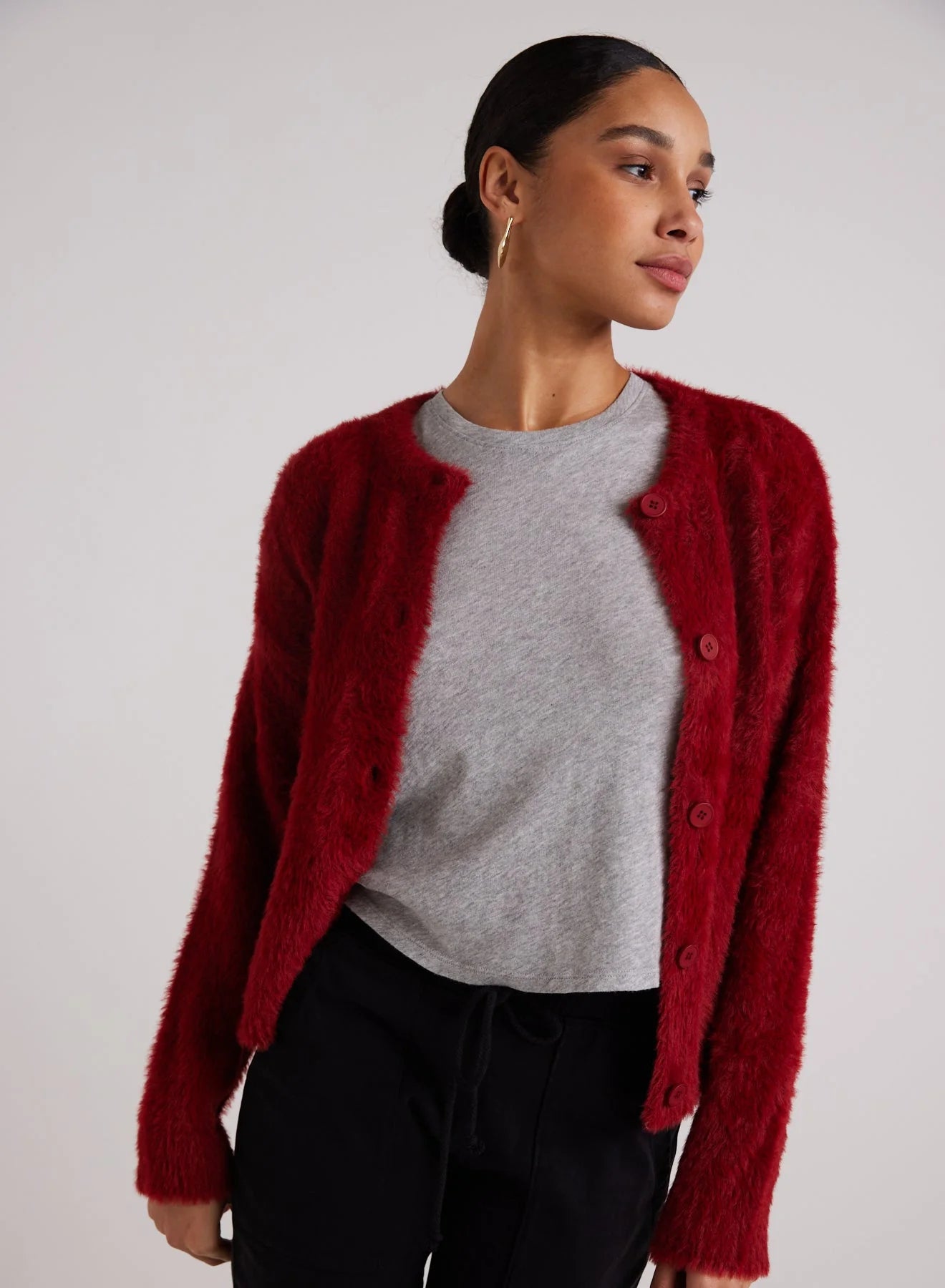 Ruby Red Fuzzy Cardigan