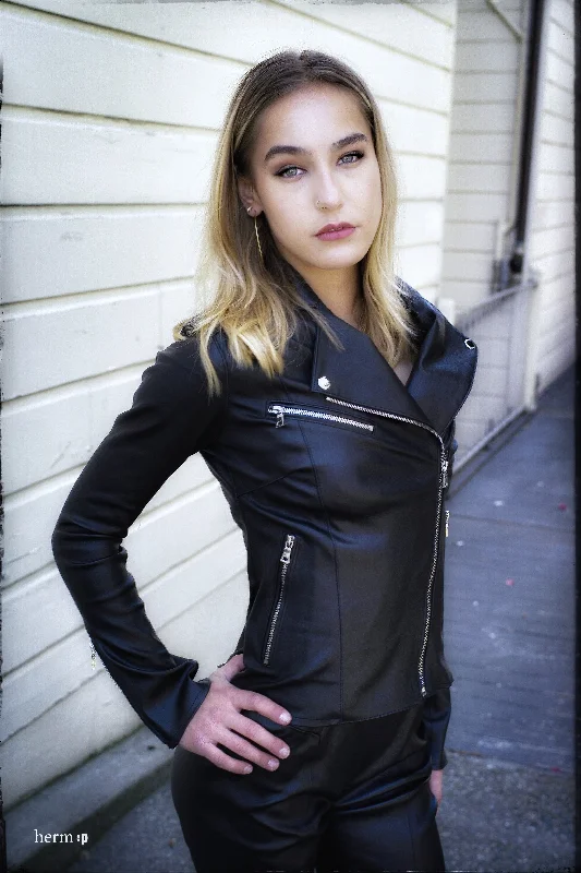 Black Stretch Biker Jacket