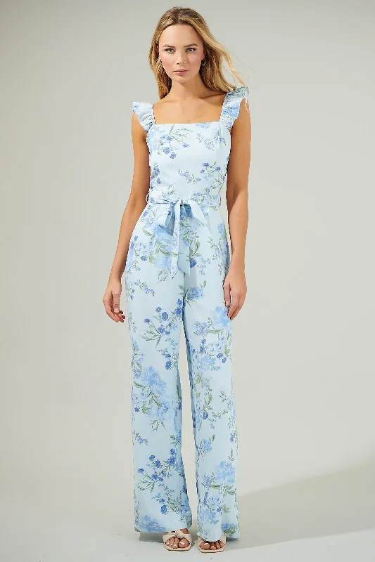 Dusty Floss Floral Sleeveless Jumpsuit