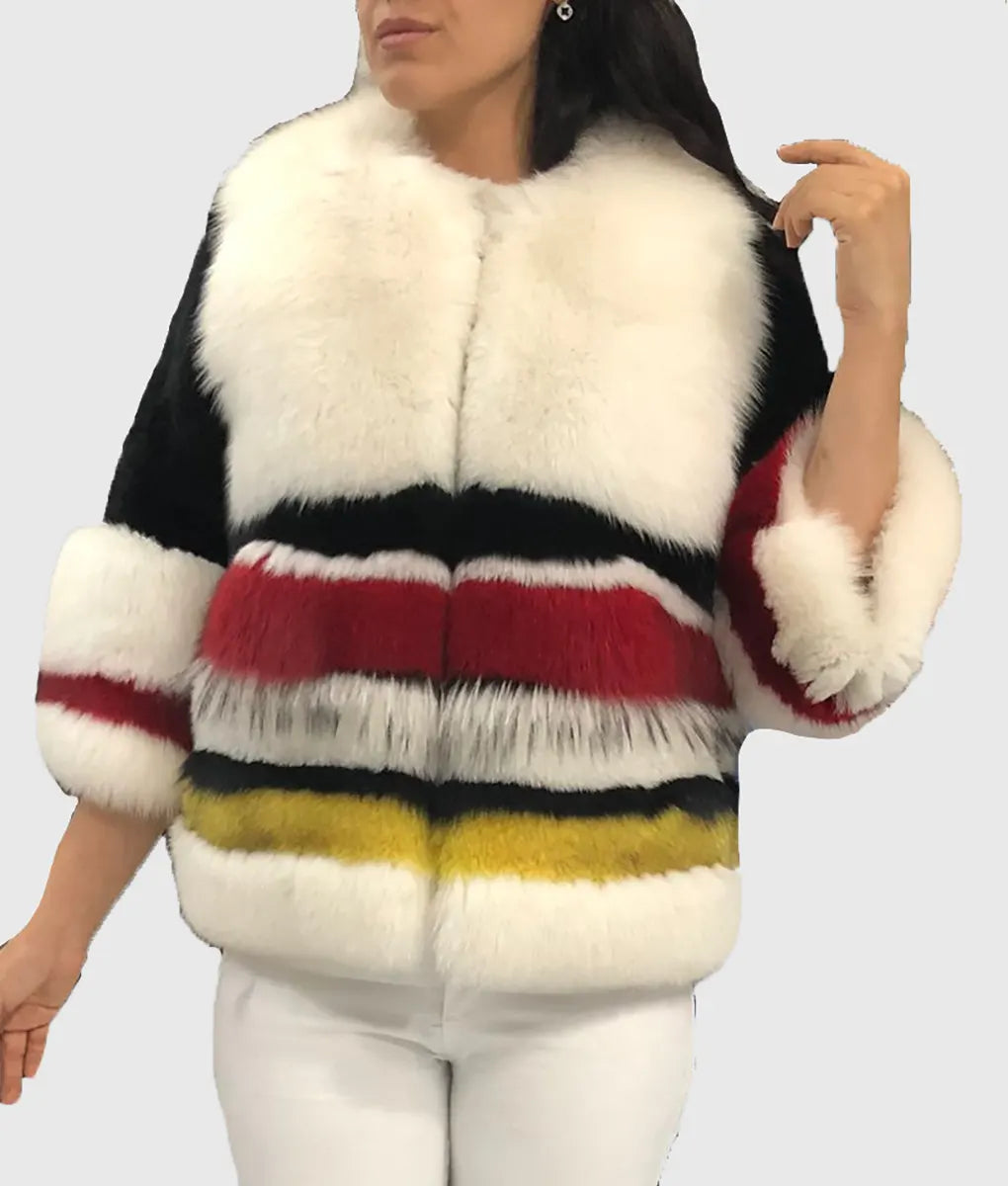 Een Women Multicolor Fox Fur Jacket