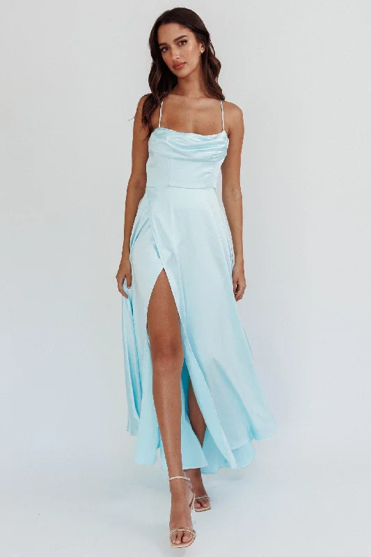 Inner Light Gathered Bust Split Maxi Dress Mint