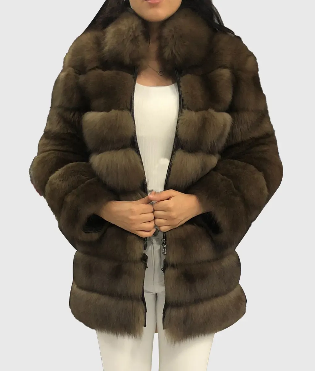 Jackson Women Brown Fox Fur Coat