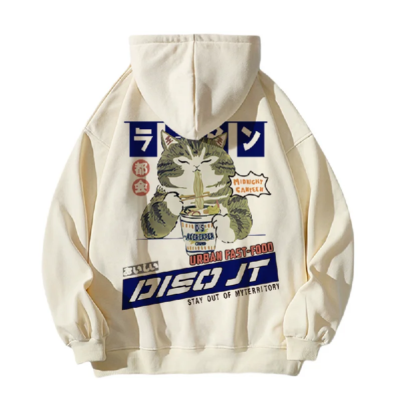 Japanese Greedy Cat Print Hoodie