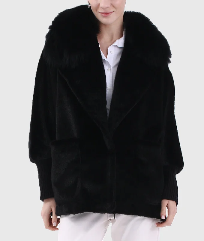 Leins Women Black Mink Fur Jacket