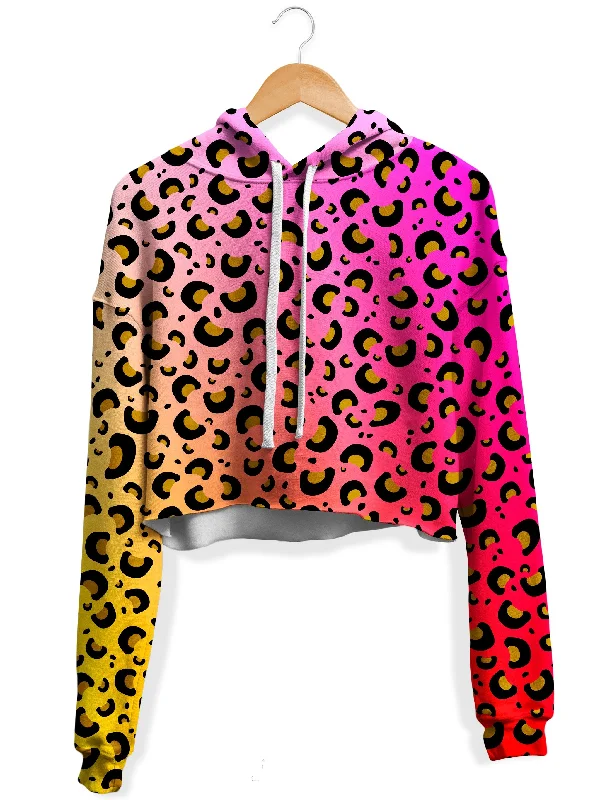 Leopard Spots Fleece Crop Hoodie