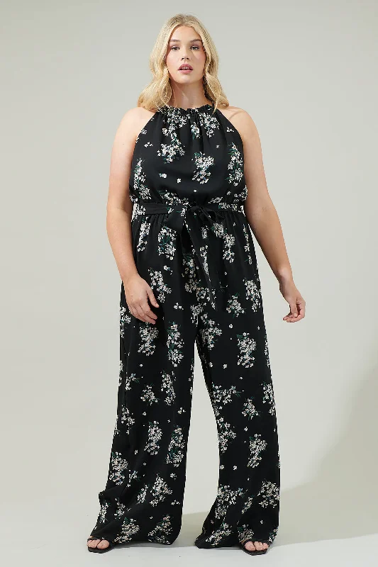 Magnol Floral Lighthearted Trapeze Jumpsuit Curve