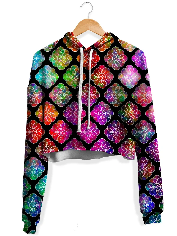 Rings of Color Pattern Fleece Crop Hoodie