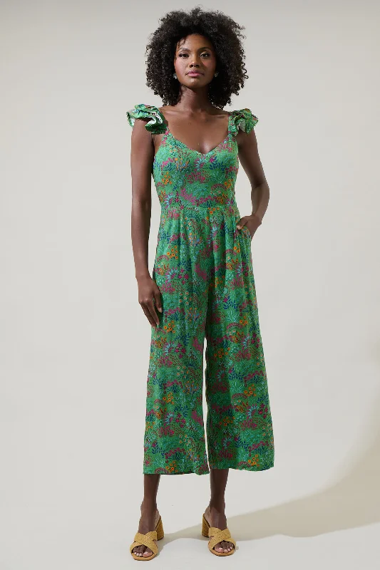 Ruya Floral Montgomery Flouncy Cropped Jumpsuit