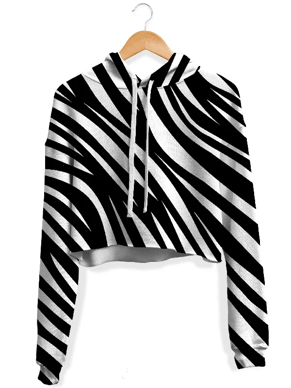 Safari Print Fleece Crop Hoodie