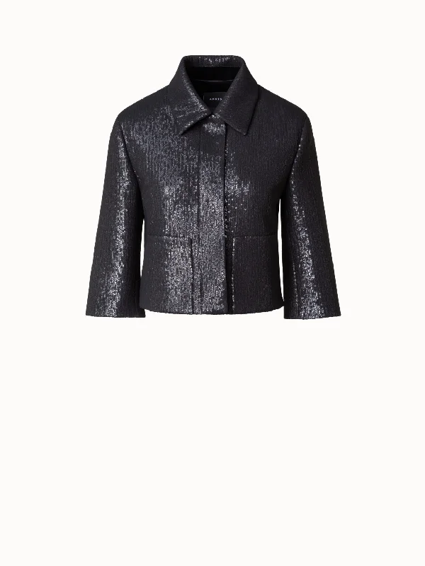 Short Boxy Silk Sequin Jacket