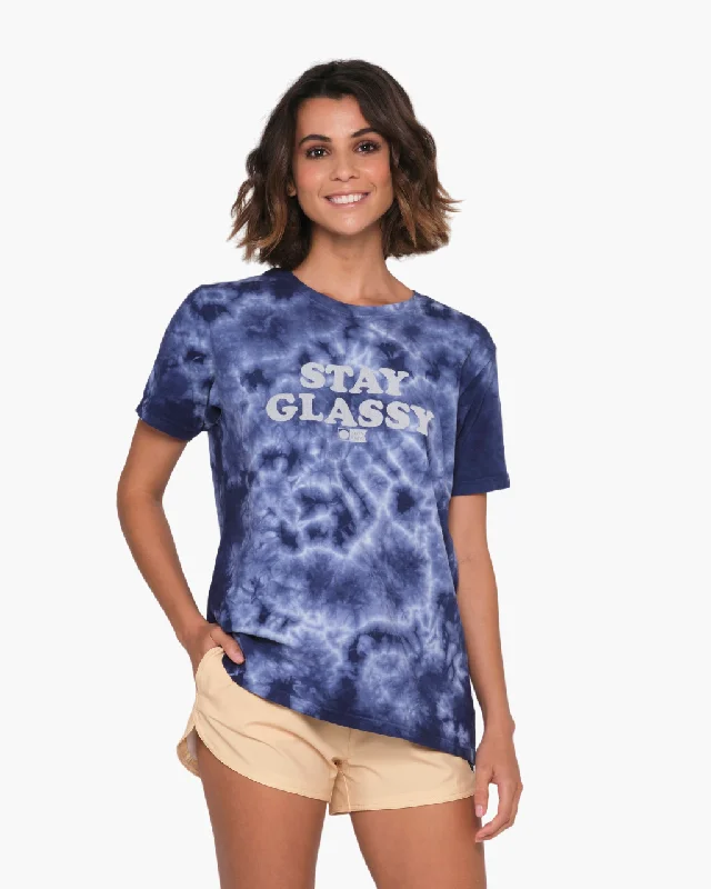 Stay Glassy Boyfriend S/S Tee - Navy Tie Dye