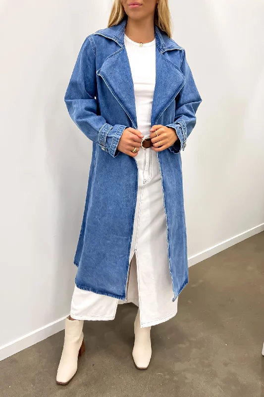 Tori Denim Trench Mid Blue