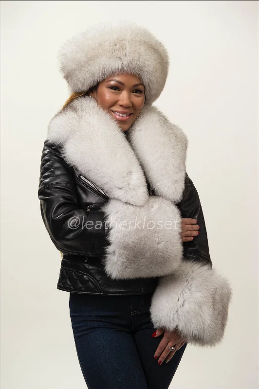 Women's Jay Biker Full Fox Fur With Headband