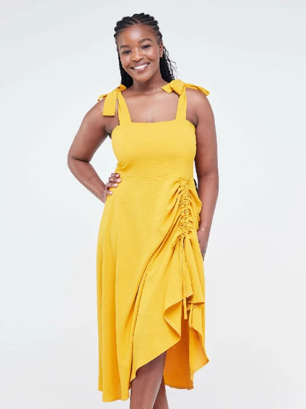 Ladies & Linen Midi Dress - Yellow