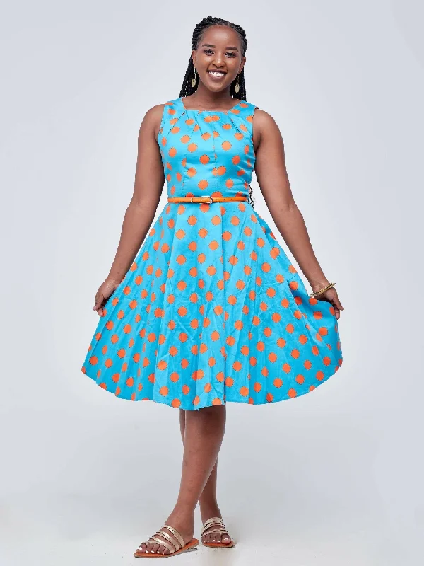 The Fashion Frenzy Polka Skater Ð Teal / Orange Polka