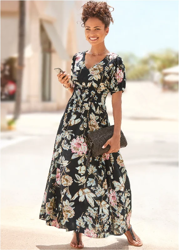 Floral Maxi Dress - Black Multi