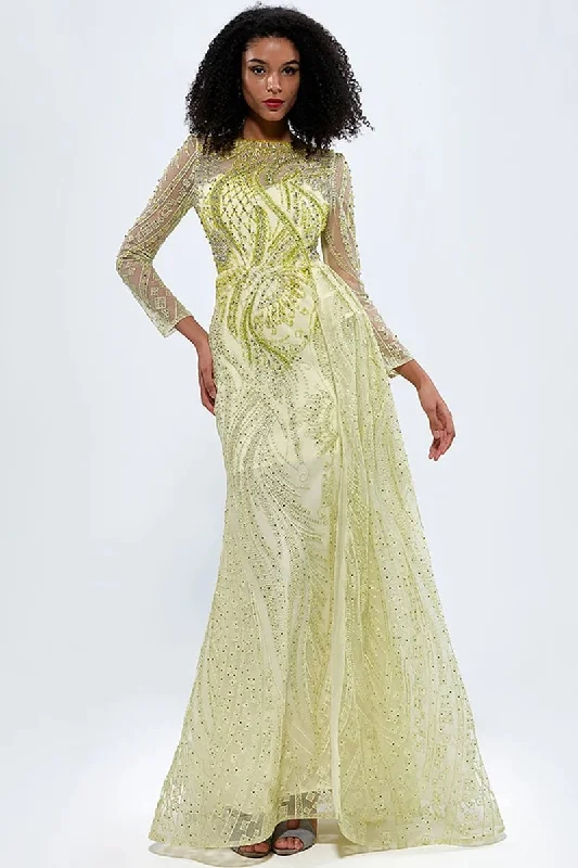 Romina Beaded Long Sleeve Gown