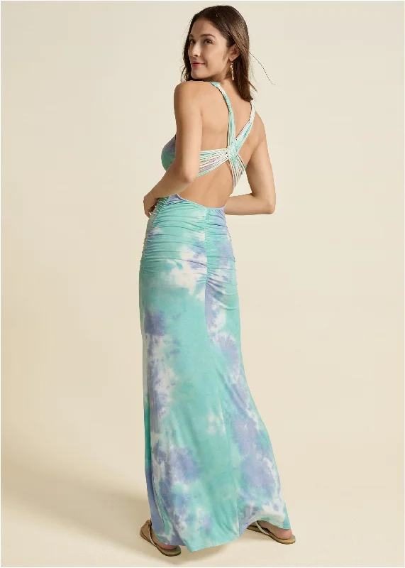 Strappy Back Maxi Dress - Blue Multi