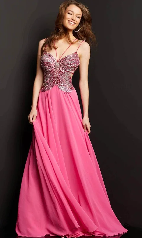 Jovani 000297 - Butterfly Motif Chiffon Prom Dress