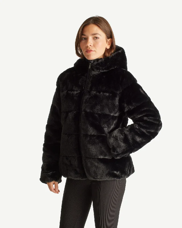 Mona faux fur down jacket Black