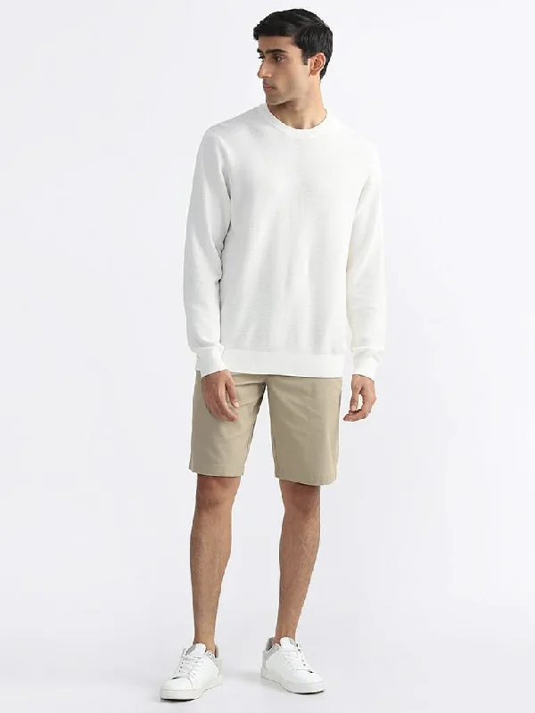 Ascot Off-White Cotton Relaxed-Fit Sweater