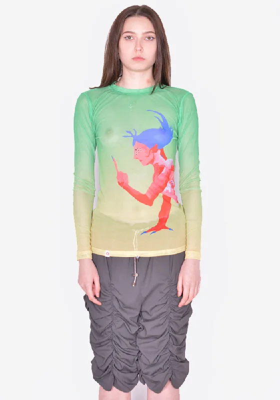 CHARLES JEFFREY LOVERBOY 043080603 POWERMESH LONG SLEEVE T-SHIRT GREEN