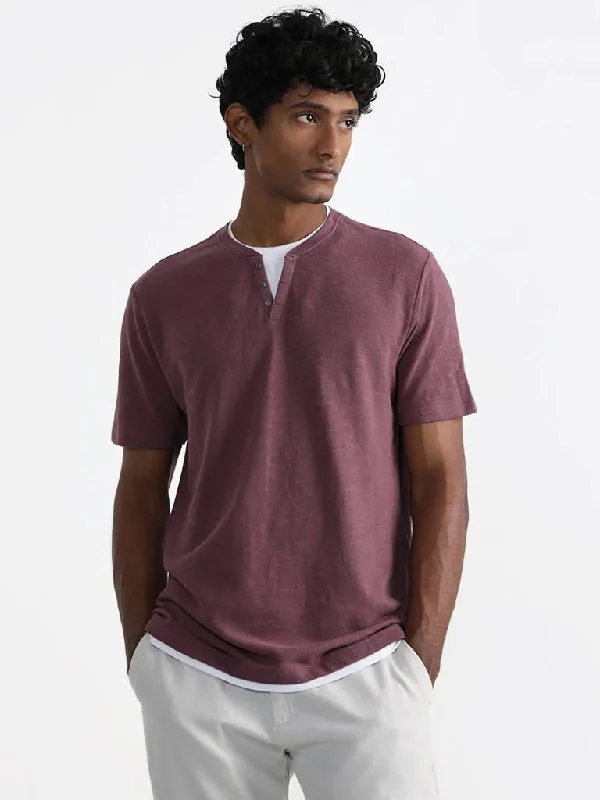 ETA Purple Cotton Blend Slim-Fit T-Shirt