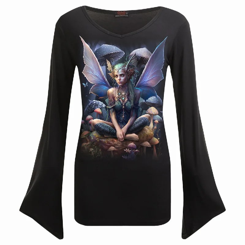 MAGICAL - V Neck Goth Sleeve Top Black