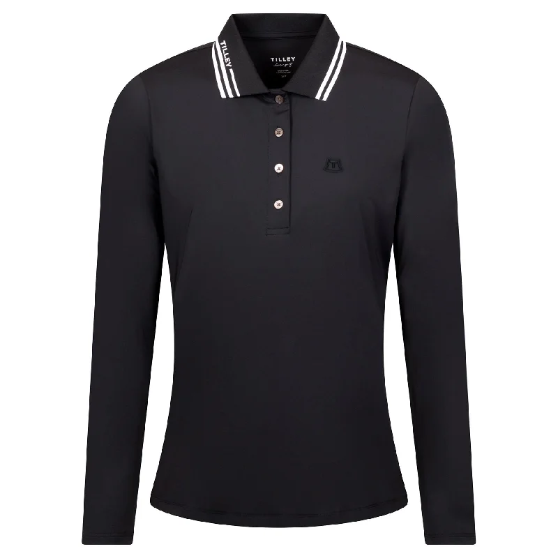 Womens LS Polo Black - AW24