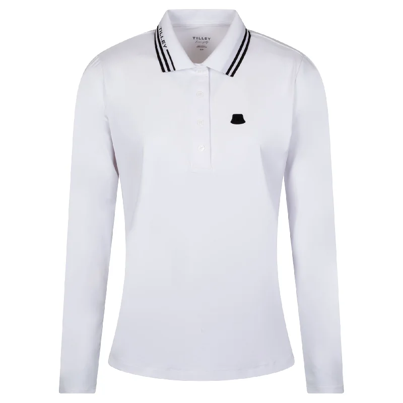 Womens LS Polo White - AW24