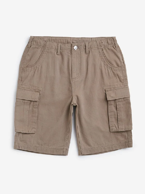 Y&F Kids Brown Relaxed Fit Cargo Shorts