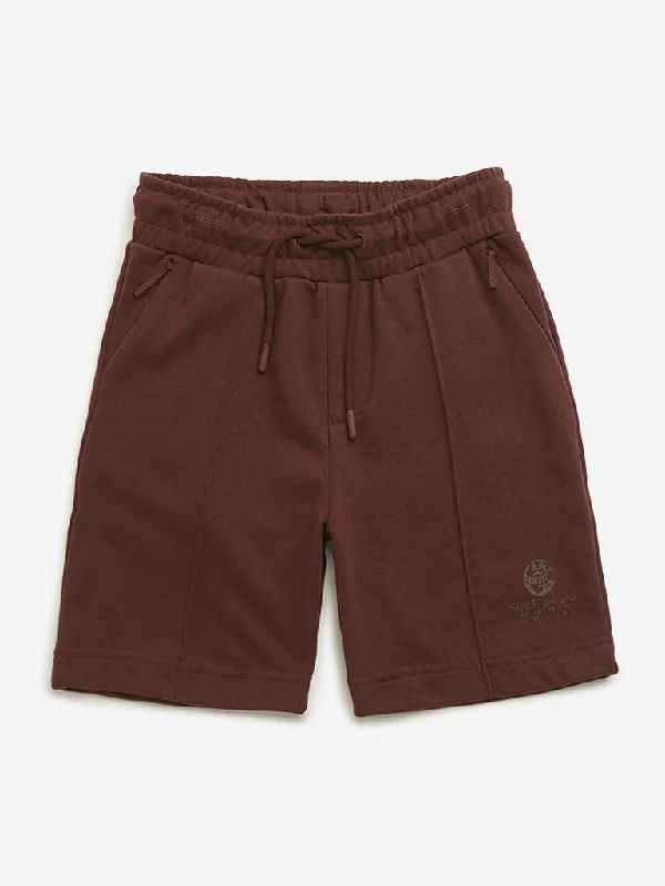 Y&F Kids Dark Brown Mid Rise Shorts